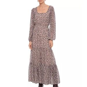 Beautiful Bagatelle tiered maxi ruffle dress floral scoop neck boho western NWT